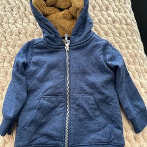 Carter's furry lined zip-up jacket hoodie size 18m